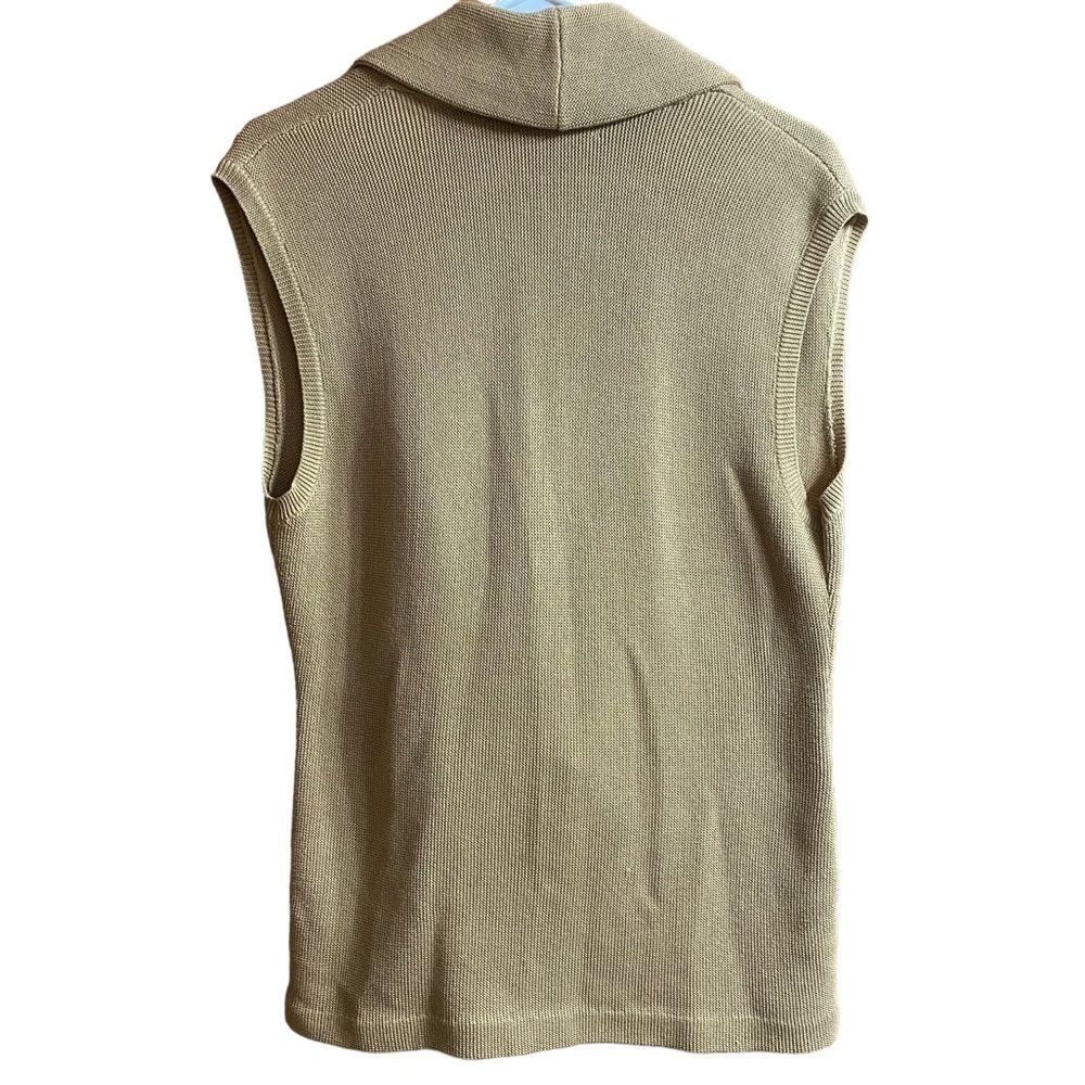 Lauren Ralph Lauren Knit Sleeveless Shawl Collar Vest with Buckle - Picture 2 of 7
